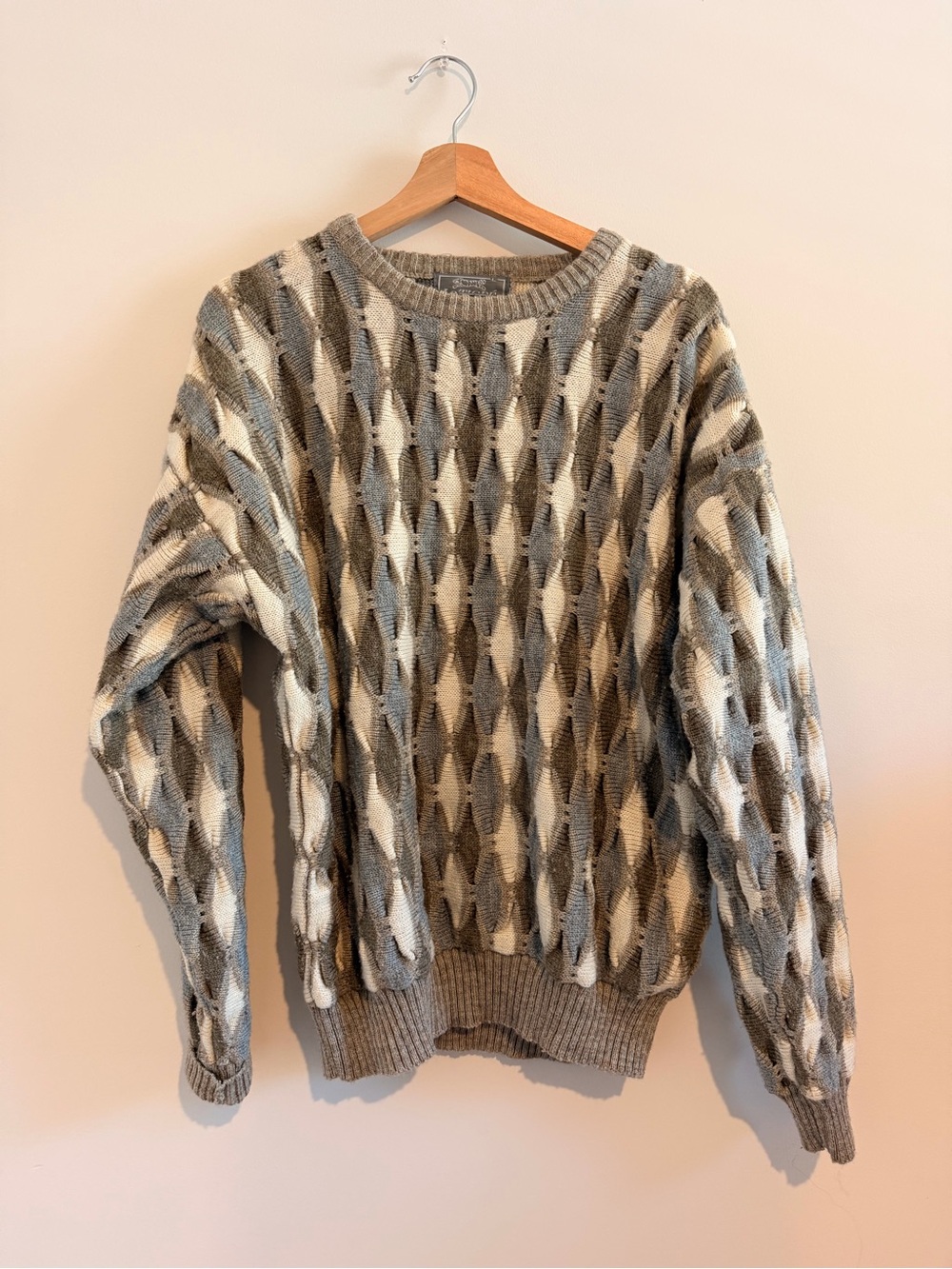 Vintage Le Tigre Wool Blend (Coogi Inspired) Mens Size Large Neutral Sweater